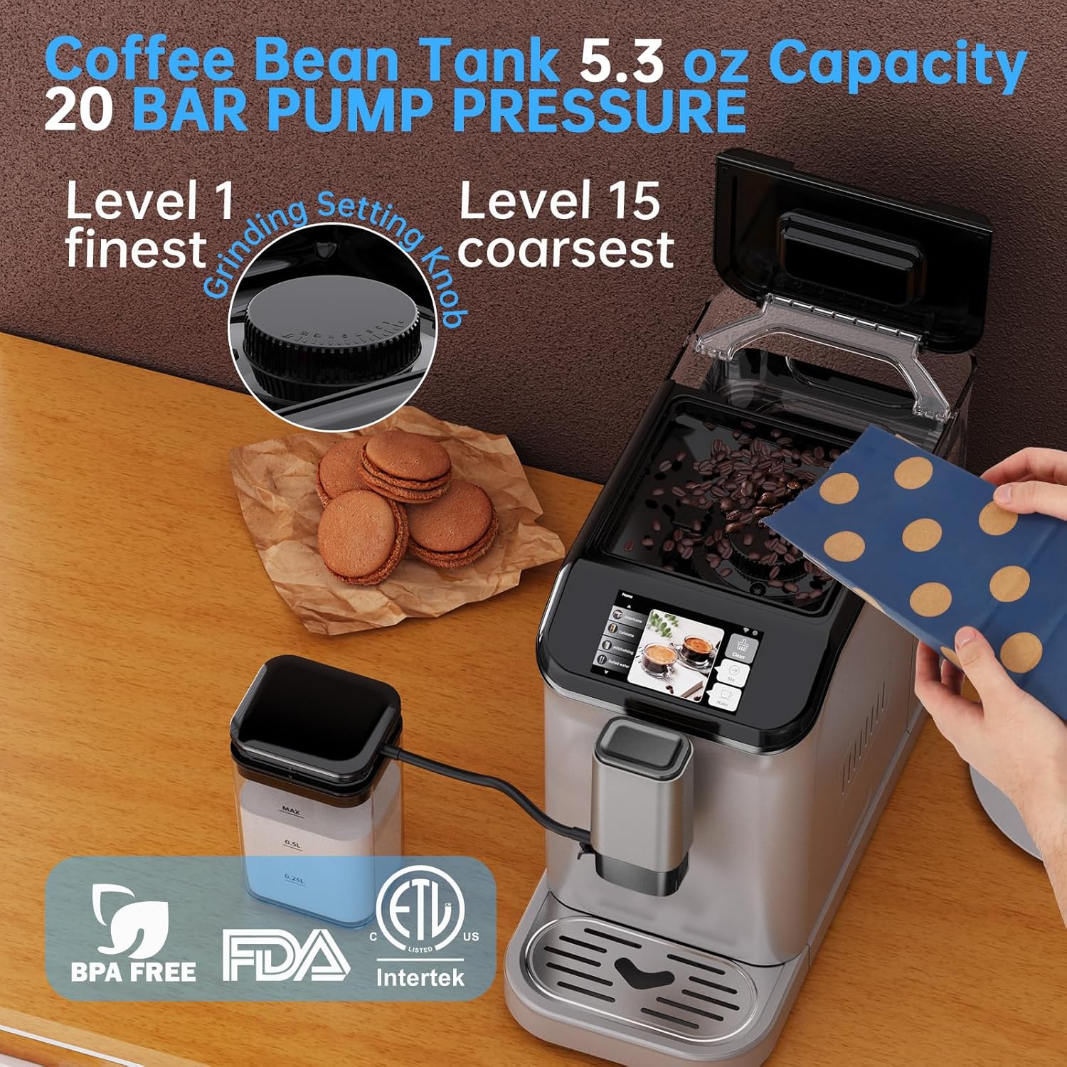 3300 Series Fully Automatic Espresso Machine with Touchscreen, Self-Cleaning Milk Frother & 6 One-Touch Recipes, Coffee Machine for Home/Office Use
