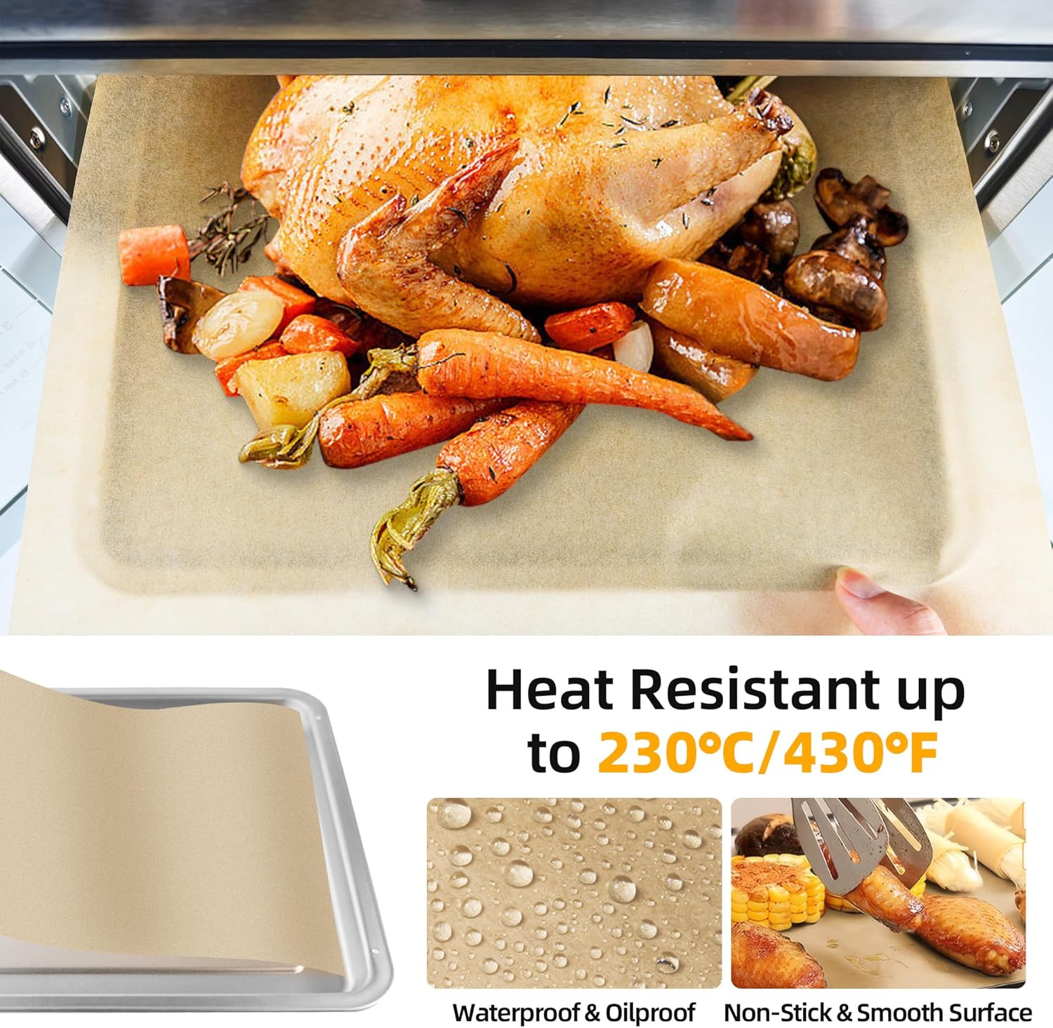 Air Fryer Accessories for Emeril Lagasse 26 Qt Extra Large, Emeril Lagasse Air Fryer Basket and Pans for Oven with 100Pcs Disposable Parchment Paper, 4Pcs Reusable Teflon Mat