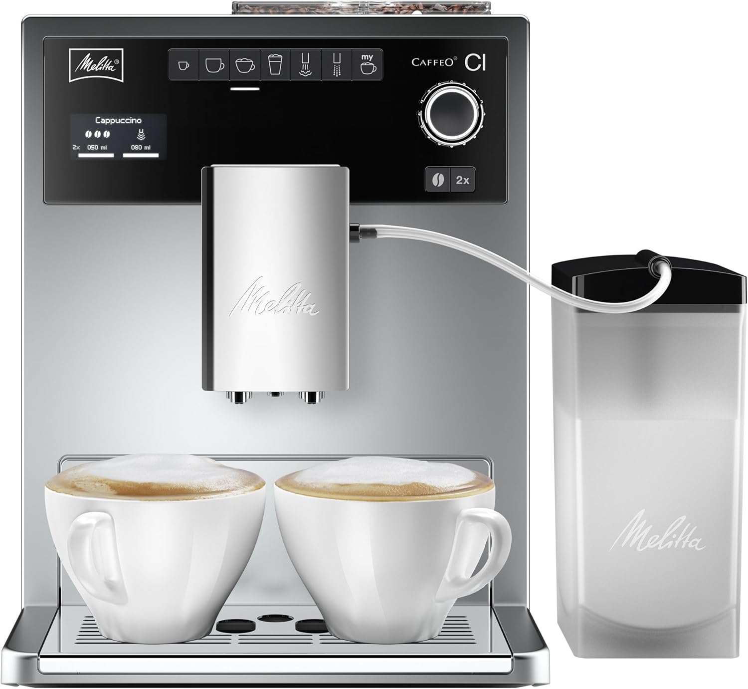 Melitta E970-101 Caffeo CI One-Touch Fully Automatic Coffee Maker with My Coffee Memory and Milk system - Silver