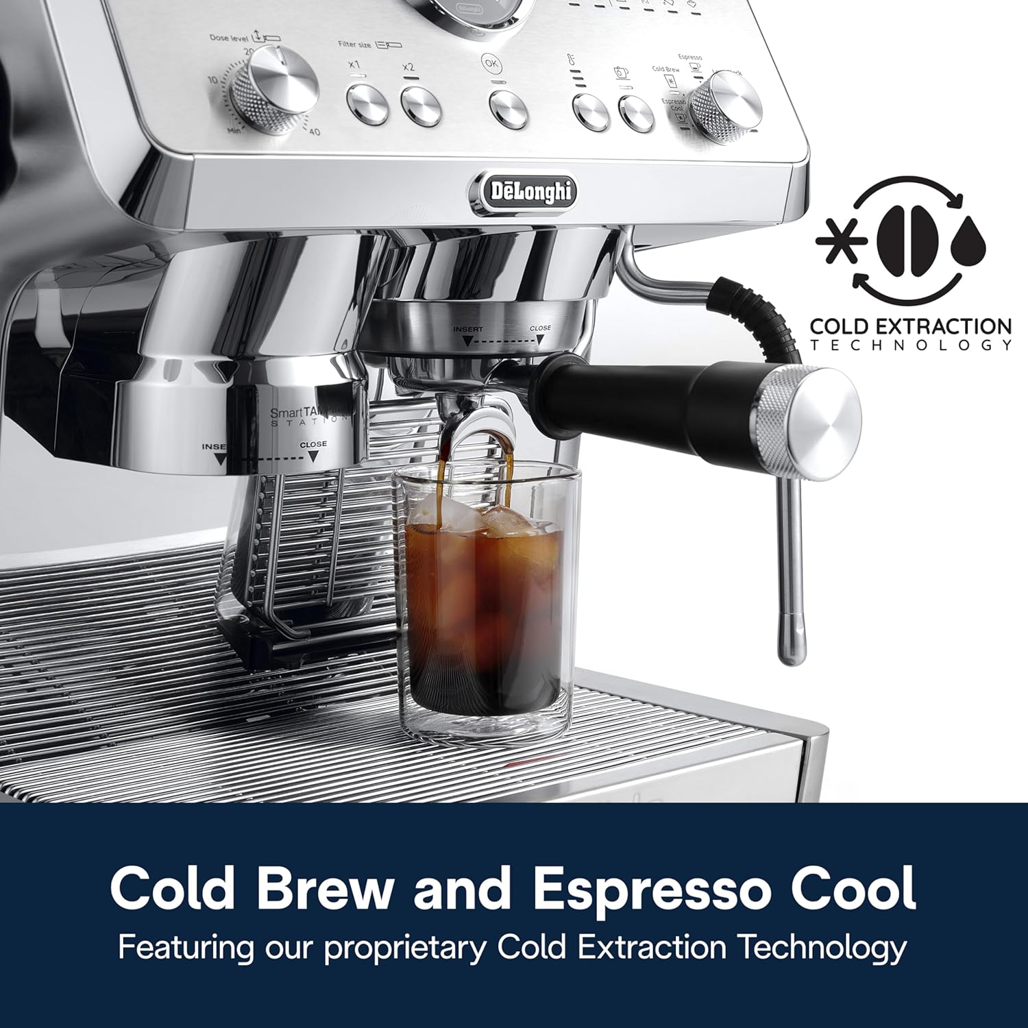 De'Longhi La Specialista Opera Espresso Machine – Cold Brew & Espresso Maker with Smart Tamping, Burr Grinder, Milk Steam Wand/Frother & 19-Bar Pressure – For Lattes & Cappuccinos
