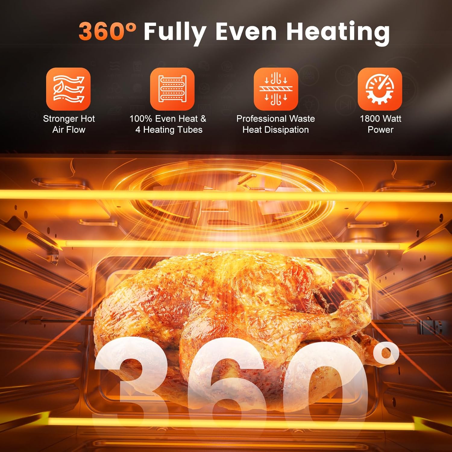 30L Air Fryer Oven, 18 in 1 Presets Dual-Cook Function Air Fryer, 360°Hot Air Circulation Technology/Digital Knob/LED Touch Panel/Timer & Temperature Control, Oil-Less Cooking, 7 Accessories, 1800W