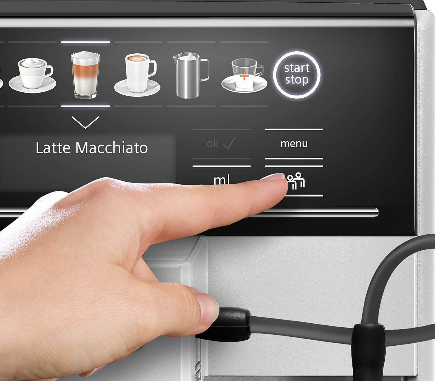 SIEMENS EQ6 plus S300, Fully Automatic Bean to Cup Espresso Coffee Machine with Cappuccinatore milk system, 10 coffee beverages, 2 user profiles - TE653M11GB, Titanium