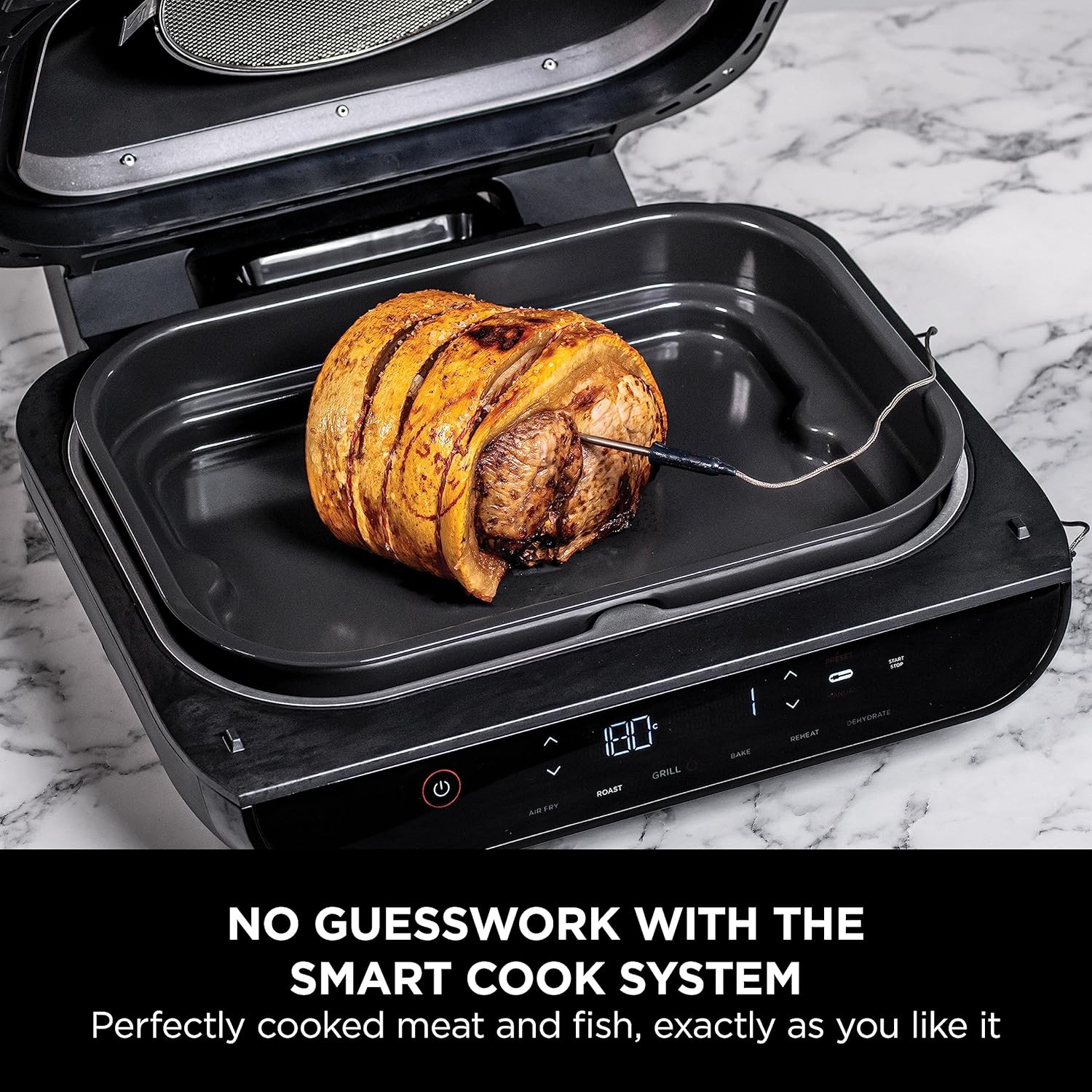 Ninja Foodi MAX Health Grill & Air Fryer 3.8L with Digital Cooking Probe, 6-in-1; Air Fry, Bake, Roast & more, Dishwasher Safe Parts, Large Grill Plate, Copper/Black Amazon Exclusive AG551UKCP