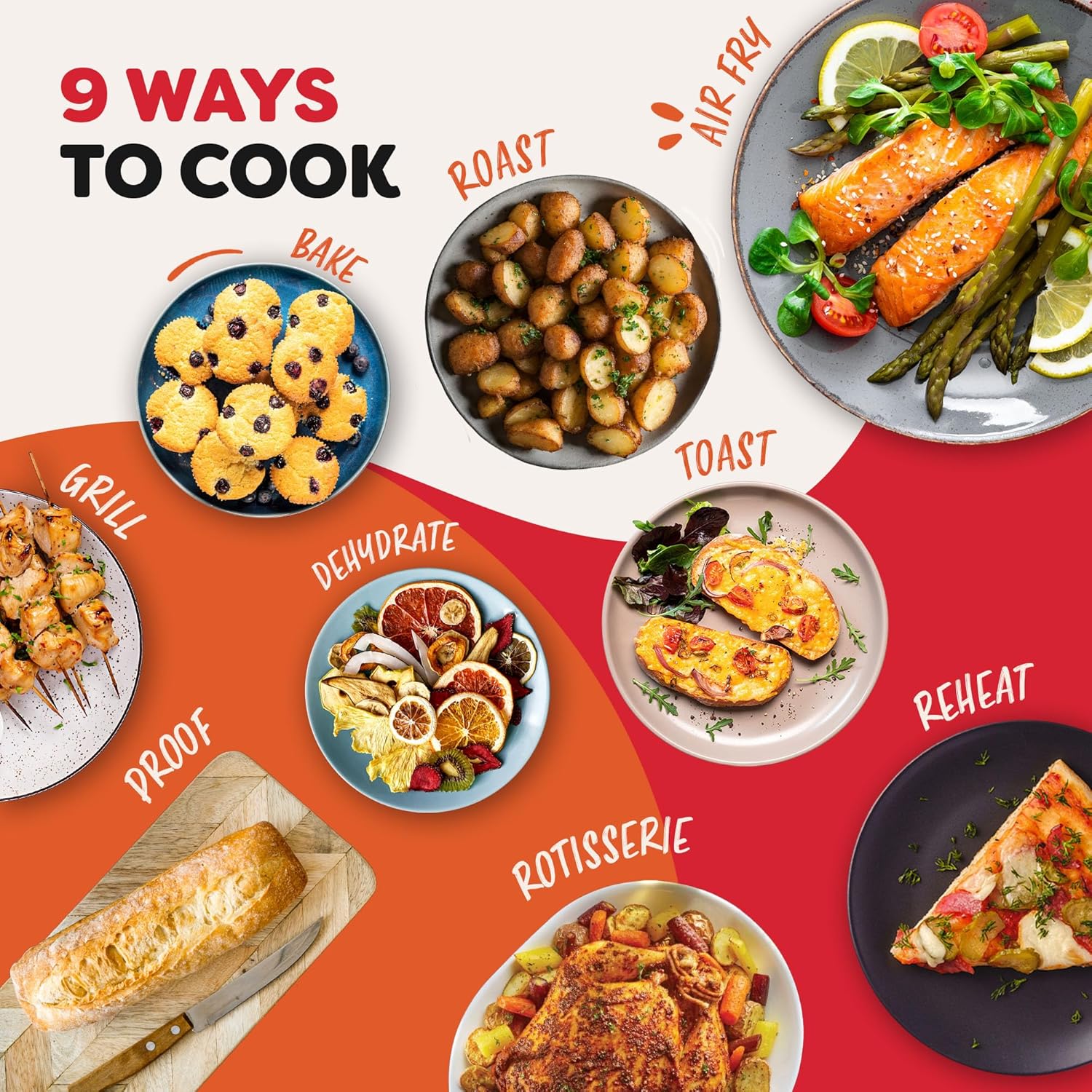 Instant Digital Large Air Fryer Oven with XXL Capacity and Easy to Use 9 Smart Programmes - Air Fry, Roast, Rotisserie, Grill, Bake, Toast, Reheat, Dehydrate & Proof, Black, 13L - 1700W