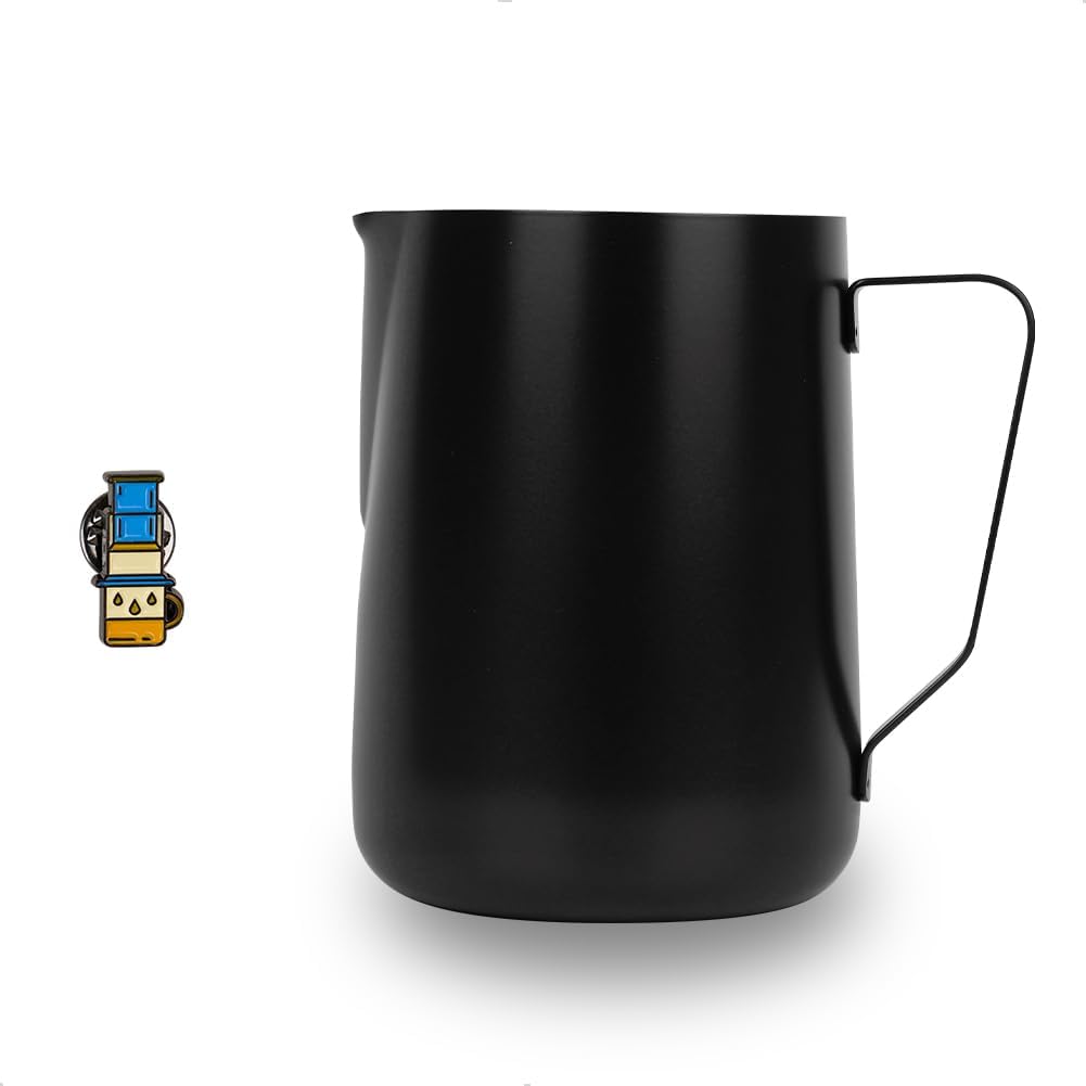 watchget Milk Frothing Pitcher 52oz/1500ml - Stainless Steel Espresso Steaming Pitcher for Cappuccino, Latte Art, Coffee Machine Accessories Milk Jug Frother Cup, Black