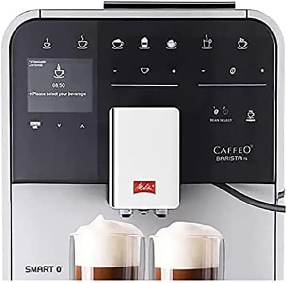 Melitta Integrated Bean to Cup Coffee Machine, TS SMART Model F85/0-101, Bluetooth connectivity, Melitta Connect App, Whisper Grinder (Quiet Mark), Silver