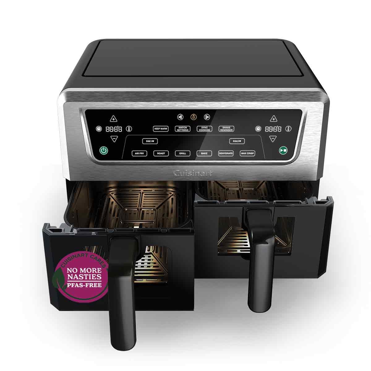 Cuisinart XXL10.4L Air Fryer with 2 x 5.2L Drawers |PFAS Free|Chemical-free cooking | Air Fry, Roast, Grill, Bake, Dehydrate, Max Crisp, Keep Warm | Dual Zones - cook 8+ portions|Dishwasher Safe