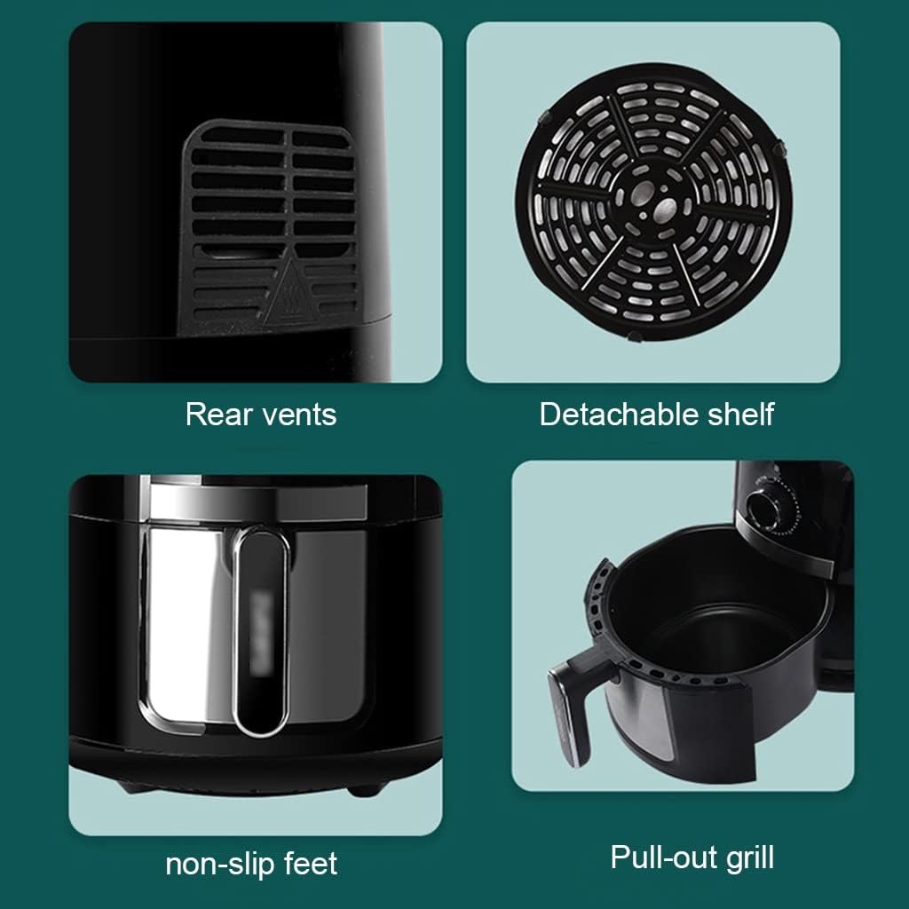 Home 4L Air Fryer Smart Multifunctional Fryer Fully Automatic French Fry Maker Electric Fryer Kitchen Appliances (Black 26 x 30.5 cm) (Black 26 x 30.5 cm) (Black 26 x 30.5 cm)