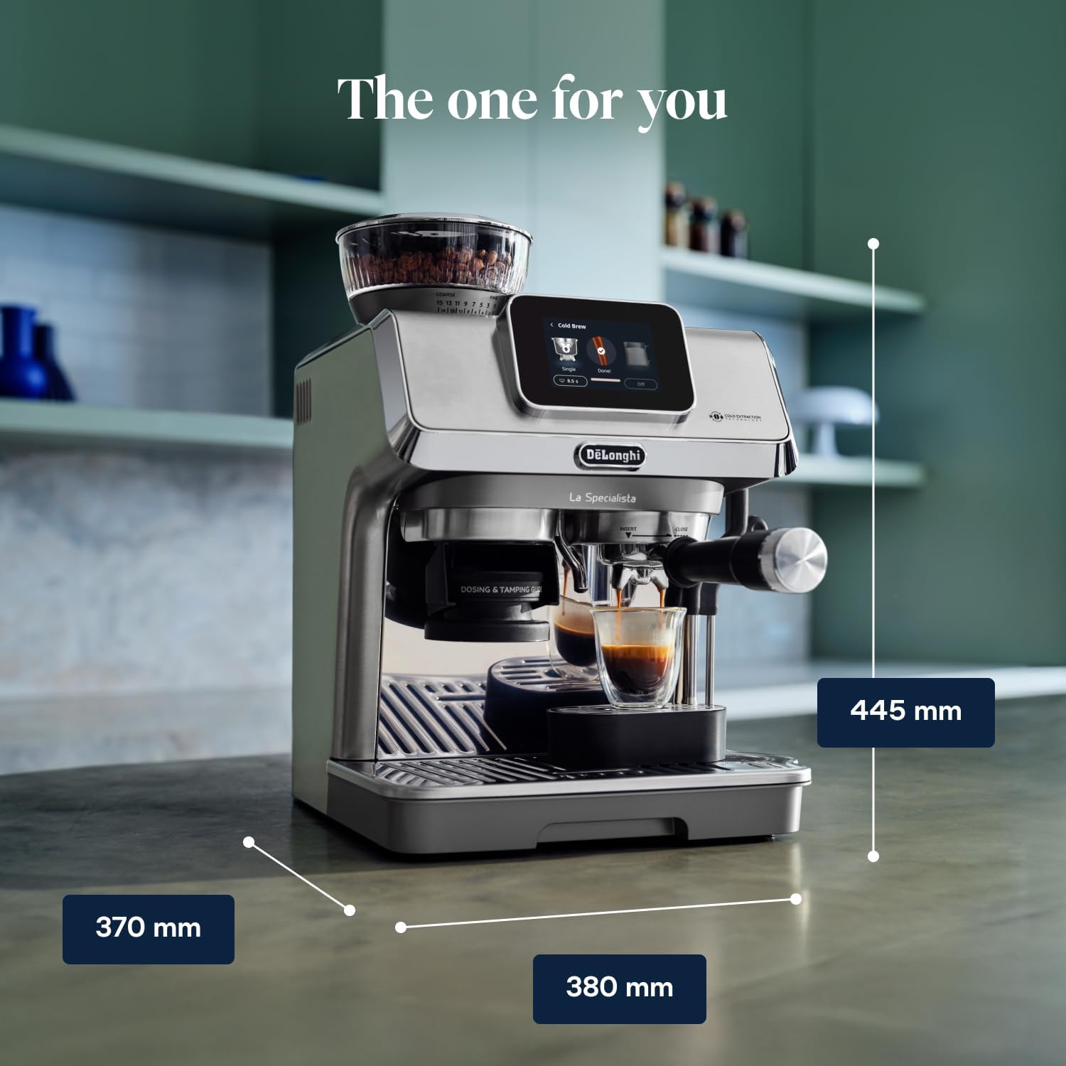 De'Longhi La Specialista Touch EC9455.M, Espresso Coffee Machine with Coffee Grinder, Cold Brew Function, Automatic or Manual Milk Frothing, Intuitive Touch Control, Includes Welcome Set, Metal