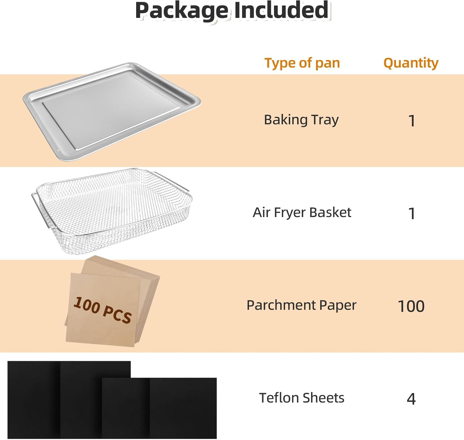 SIUDANGKA Emeril Lagasse 26 Qt Extra Large Air Fryer Accessories Baking Pans Set with Air Fryer Basket, Parchment Paper, Teflon Mats, Large Non-stick Metal Bakeware