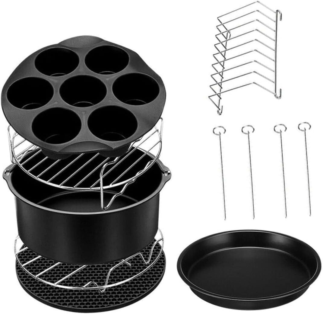 Toyvian 1 Set Air Fryer Accessories Set Black Cooking Kit with Cake Pan Pizza Pan and Grill Rack for Versatile Home Cooking and Barbecue Parties