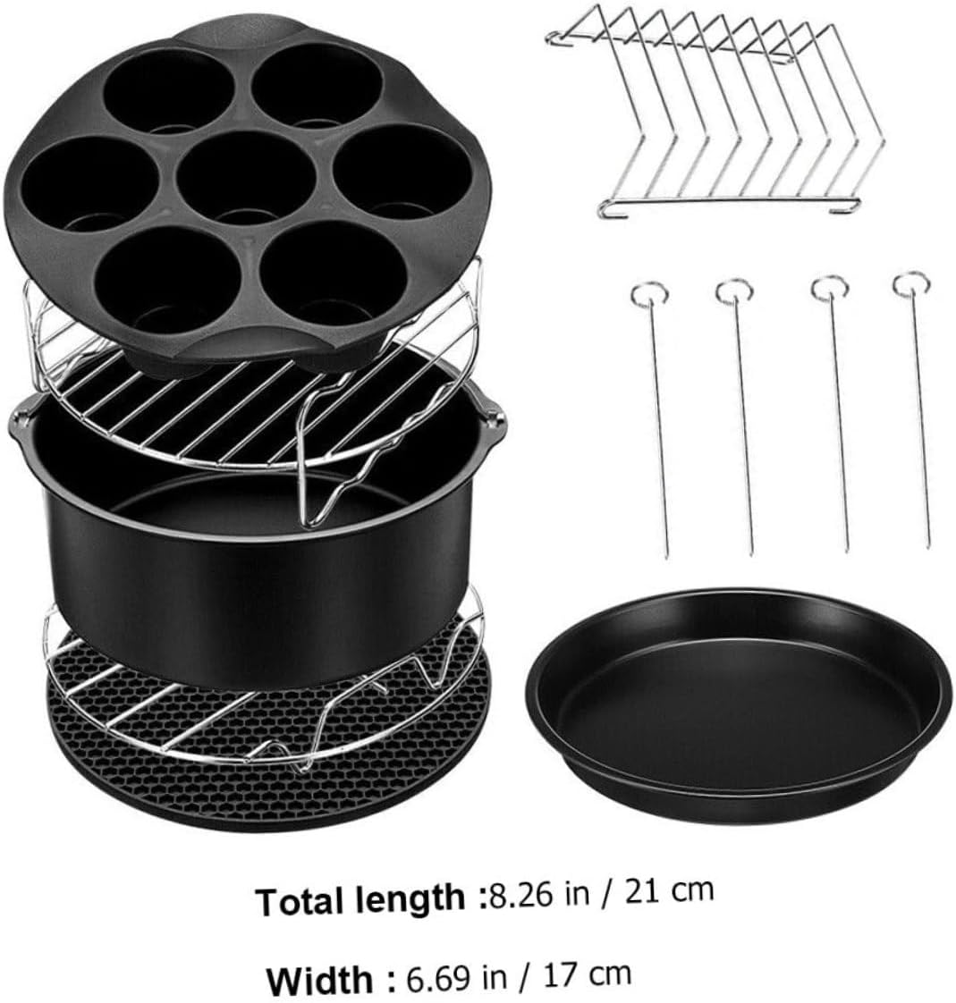 Toyvian 1 Set Air Fryer Accessories Set Black Cooking Kit with Cake Pan Pizza Pan and Grill Rack for Versatile Home Cooking and Barbecue Parties