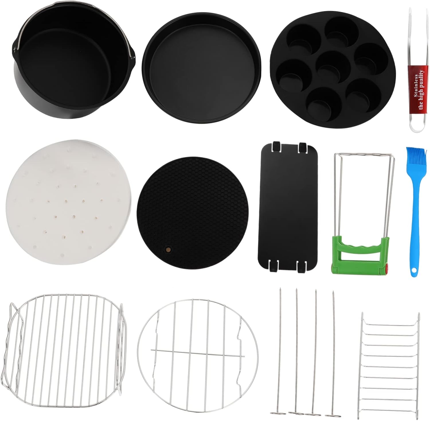 13PCS Frying Tools Set for Air Fryer Microwave Cooking Versatile Kitchen Accessories for Baking Steaming and More Non Stick Bakeware for Fryers