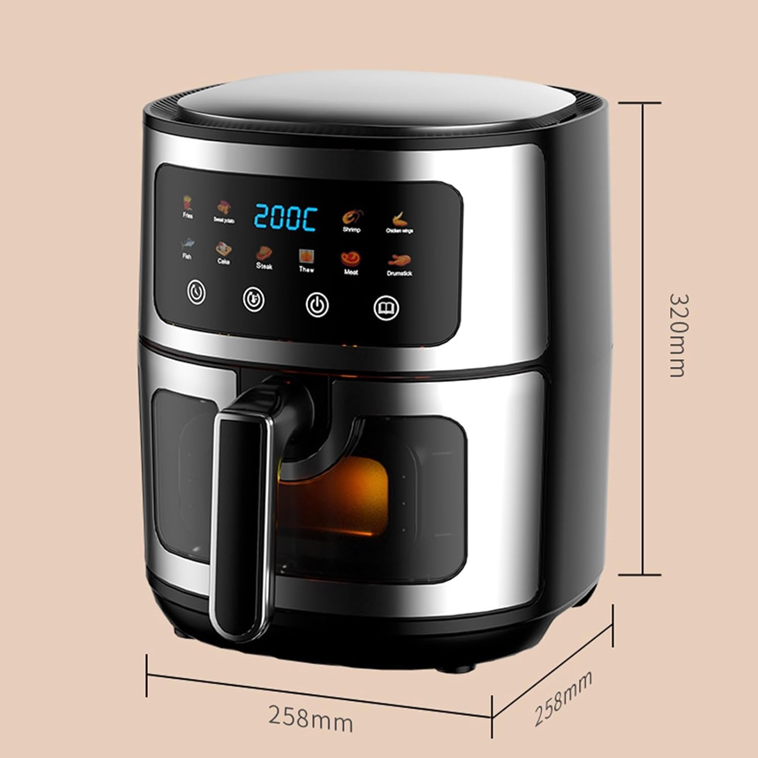 Air fryer 8L, household multi-function oven, 1400W high power