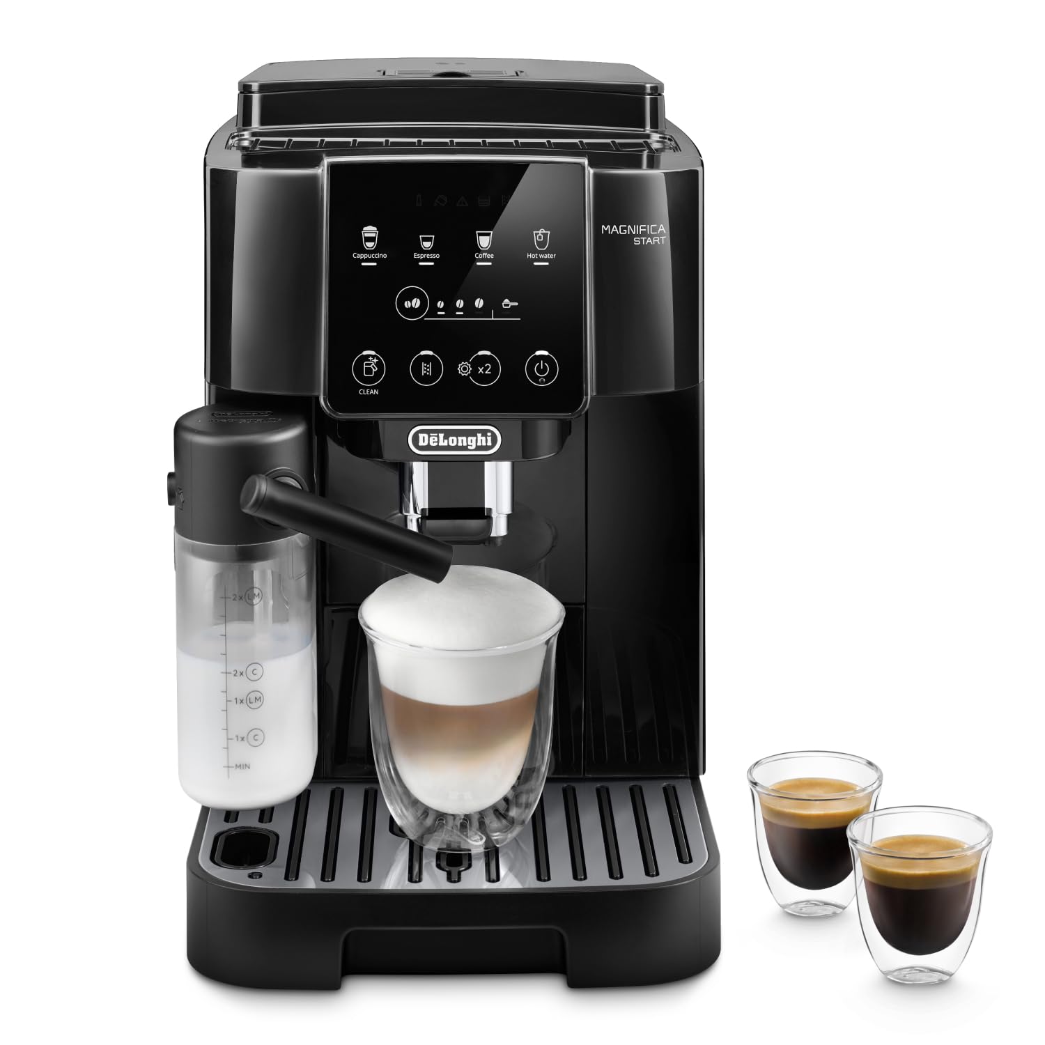 De'Longhi Magnifica ECAM222.20.B, Automatic Coffee Machine with Milk Nozzle, Bean to Cup Espresso Machine with 4 One-Touch Recipes, Soft-Touch Control Panel, 1450W, Black