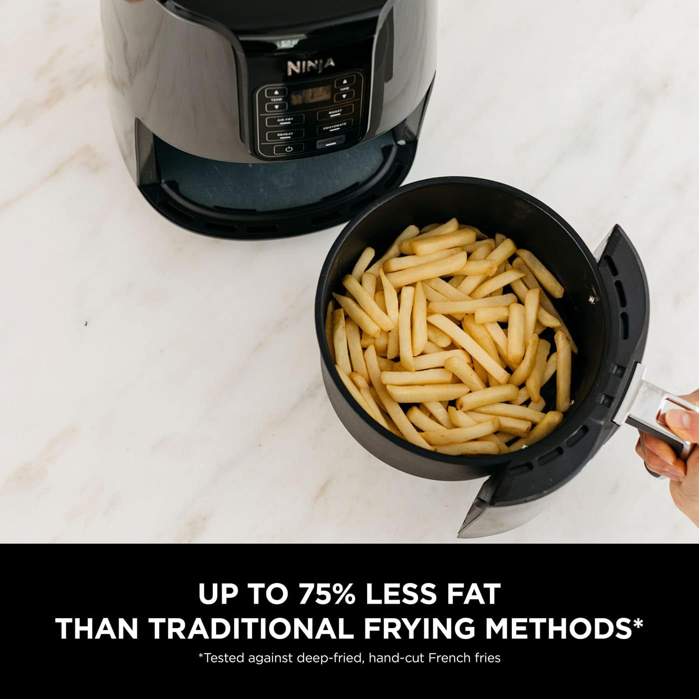 Ninja Air Fryer, 3.8L, 4-in-1, Uses No Oil, Air Fry, Roast, Reheat, Dehydrate, Non-Stick, Dishwasher Safe Basket, Cooks 2-4 Portions, Digital, Grey & Black, AF100UK