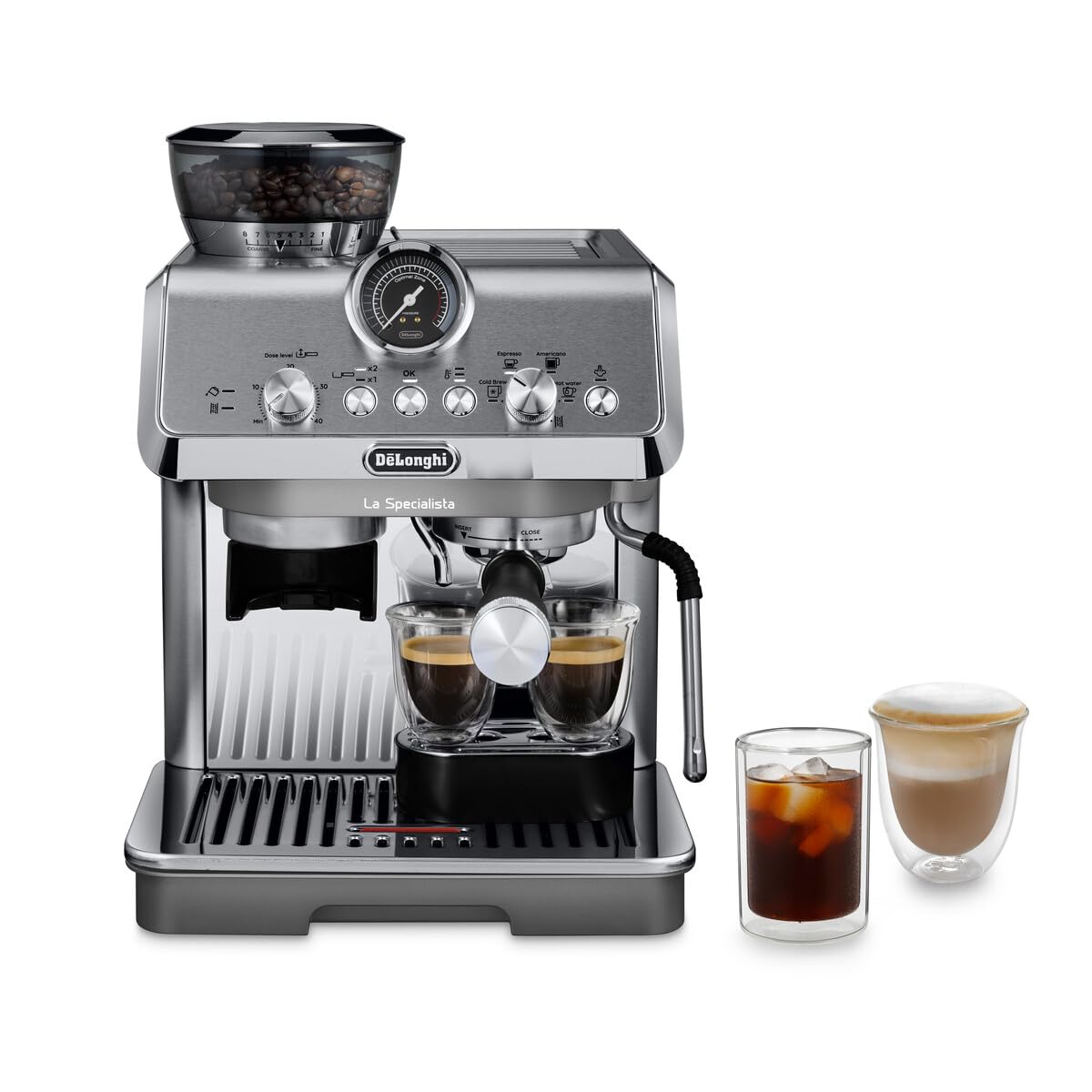 De'Longhi La Specialista Touch EC9455.M, Espresso Coffee Machine with Coffee Grinder, Cold Brew Function, Automatic or Manual Milk Frothing, Intuitive Touch Control, Includes Welcome Set, Metal