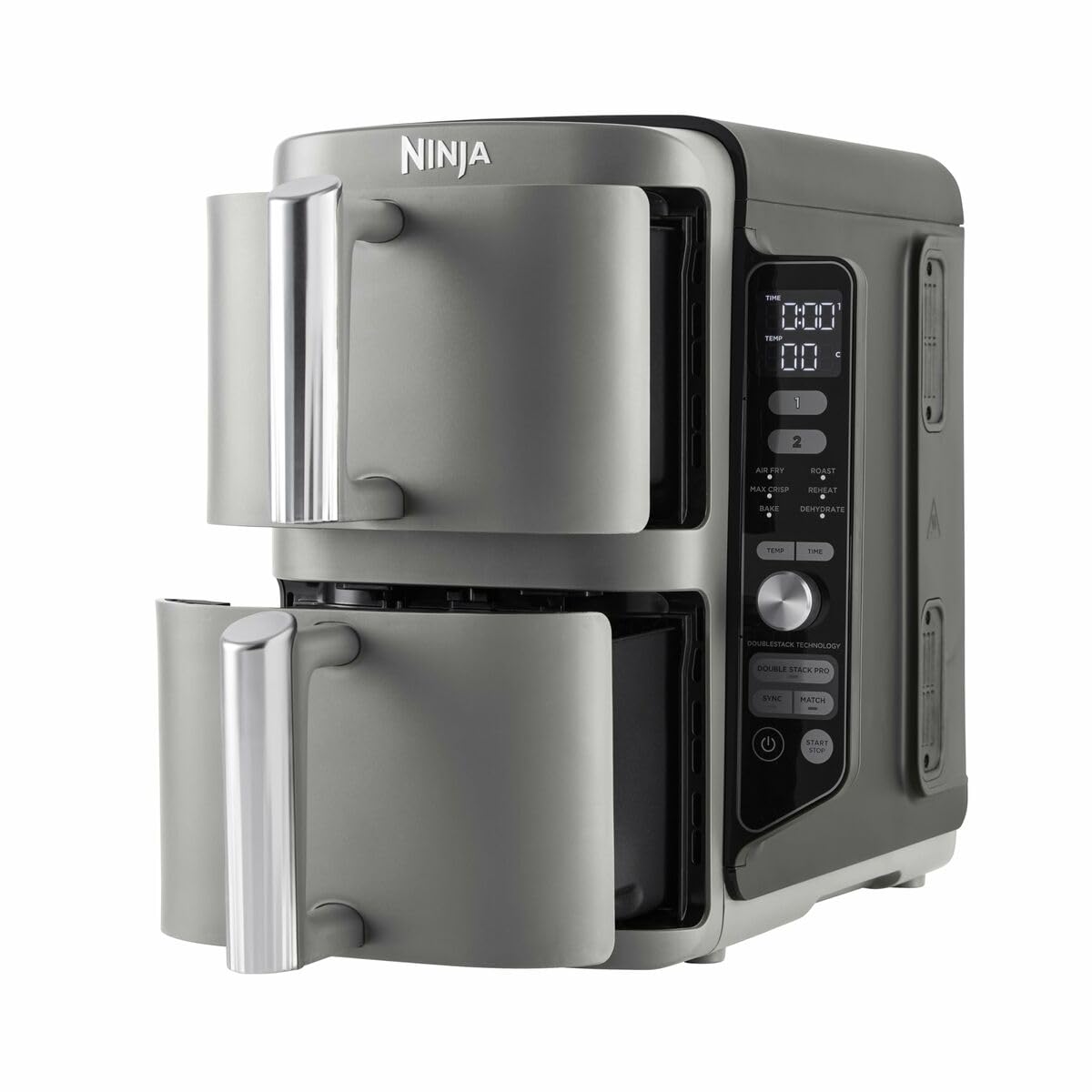 Ninja Air Fryer [AF100EU] 4 Cooking Modes, Air Fry, Roaster, Reheating, Dehydrating, Non-Stick Ceramic, 3.8 L, 1550W, Grey/Black