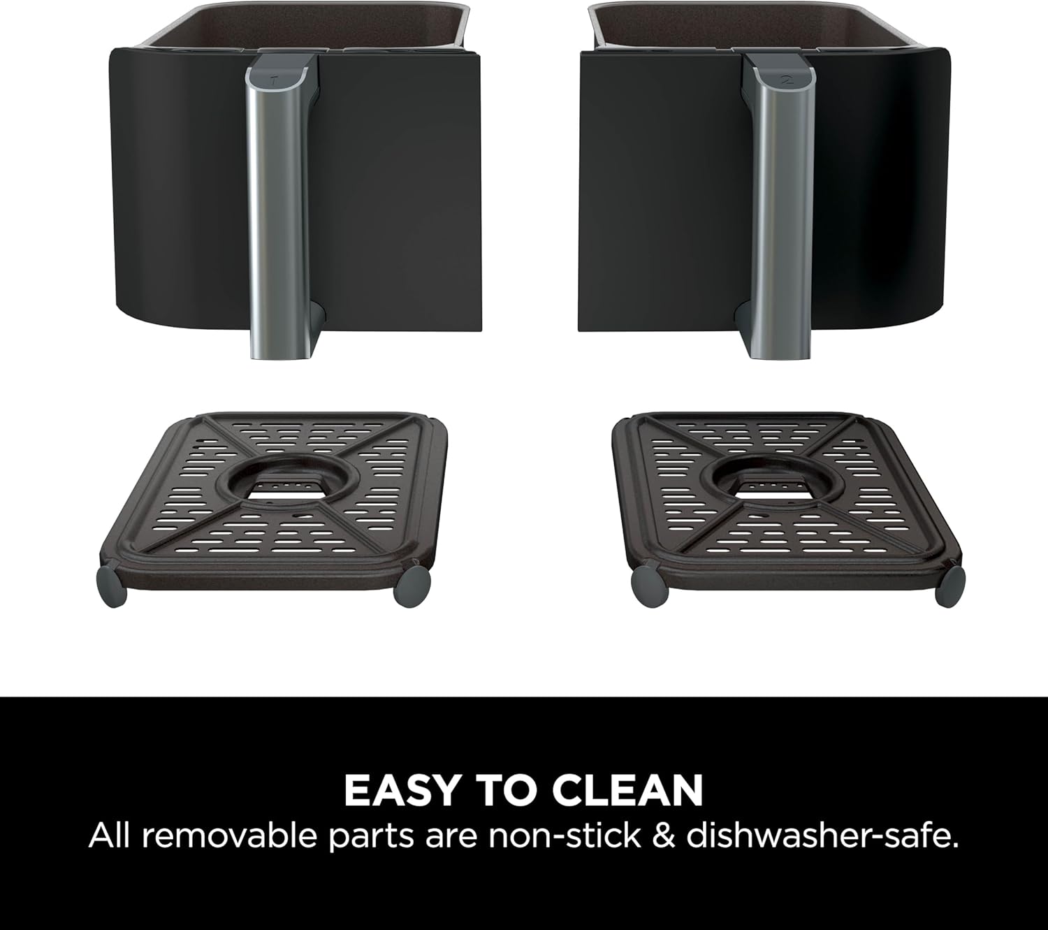 Ninja Foodi Dual Zone Digital Air Fryer, 2 Drawers, 7.6L, 4-in-1, Uses No Oil, Air Fry, Max Crisp, Roast, Reheat, Non-Stick, Dishwasher Safe Baskets and Crisper Plates, Black AF200UK
