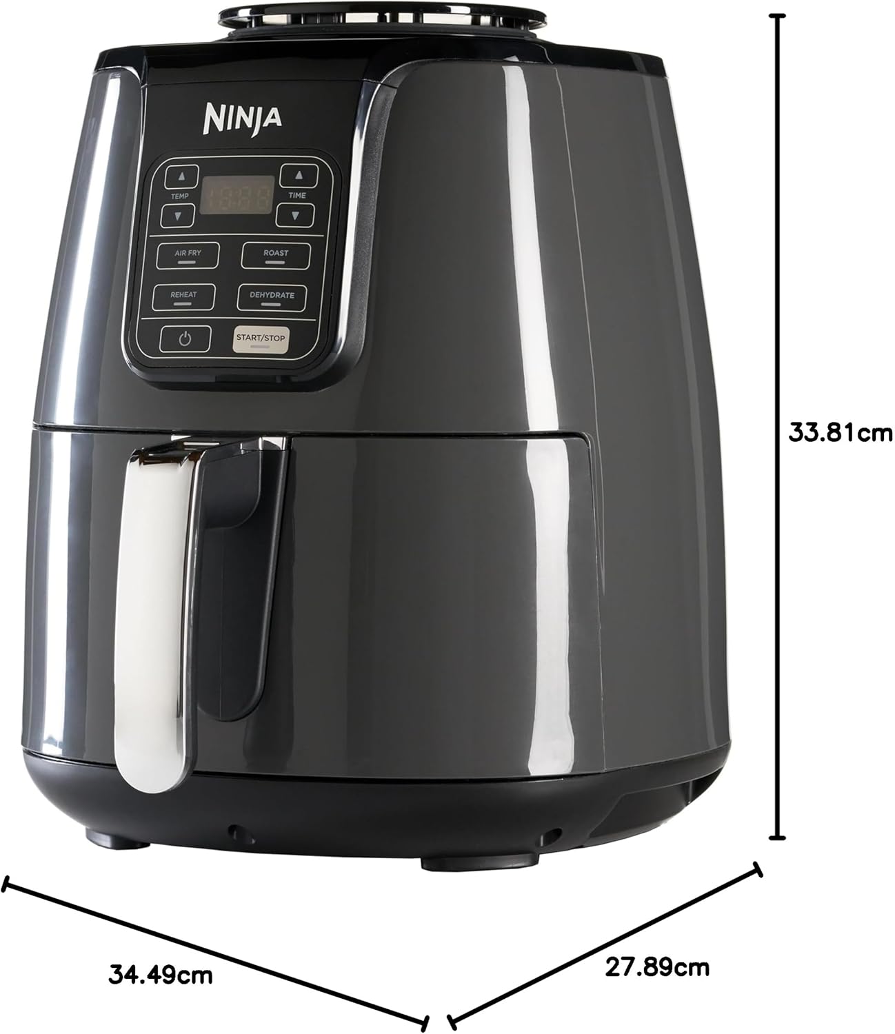 Ninja Air Fryer [AF100EU] 4 Cooking Modes, Air Fry, Roaster, Reheating, Dehydrating, Non-Stick Ceramic, 3.8 L, 1550W, Grey/Black