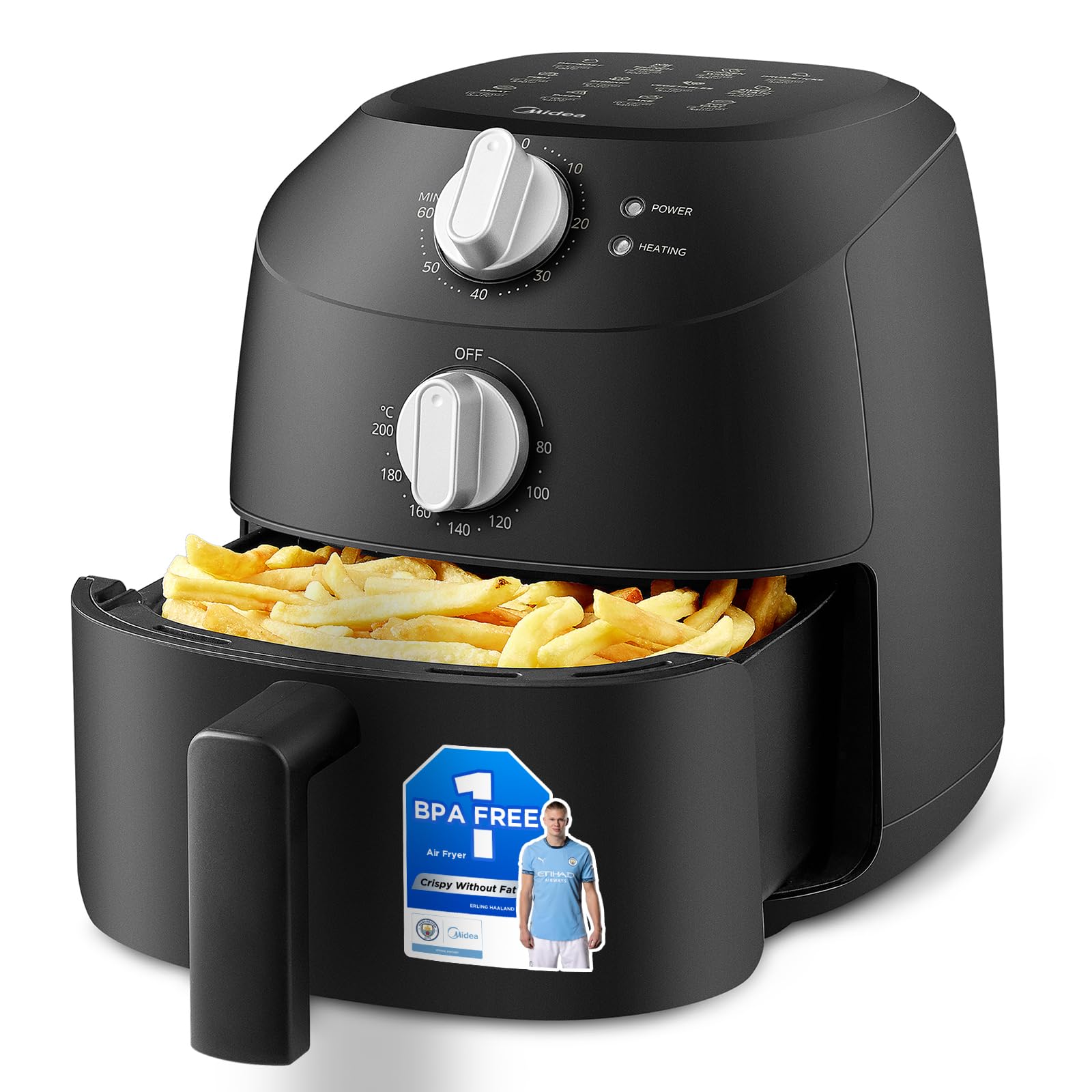 Midea 11L Dual Zone Air Fryer Oven with Wi-Fi & Alexa - 2 Independent Drawers, Visible Window, 10-in-1 Functions, Max Crisp Technology, Smart Sync Finish, Oil-Free Cooking, 2400W (Black/Rose Gold)