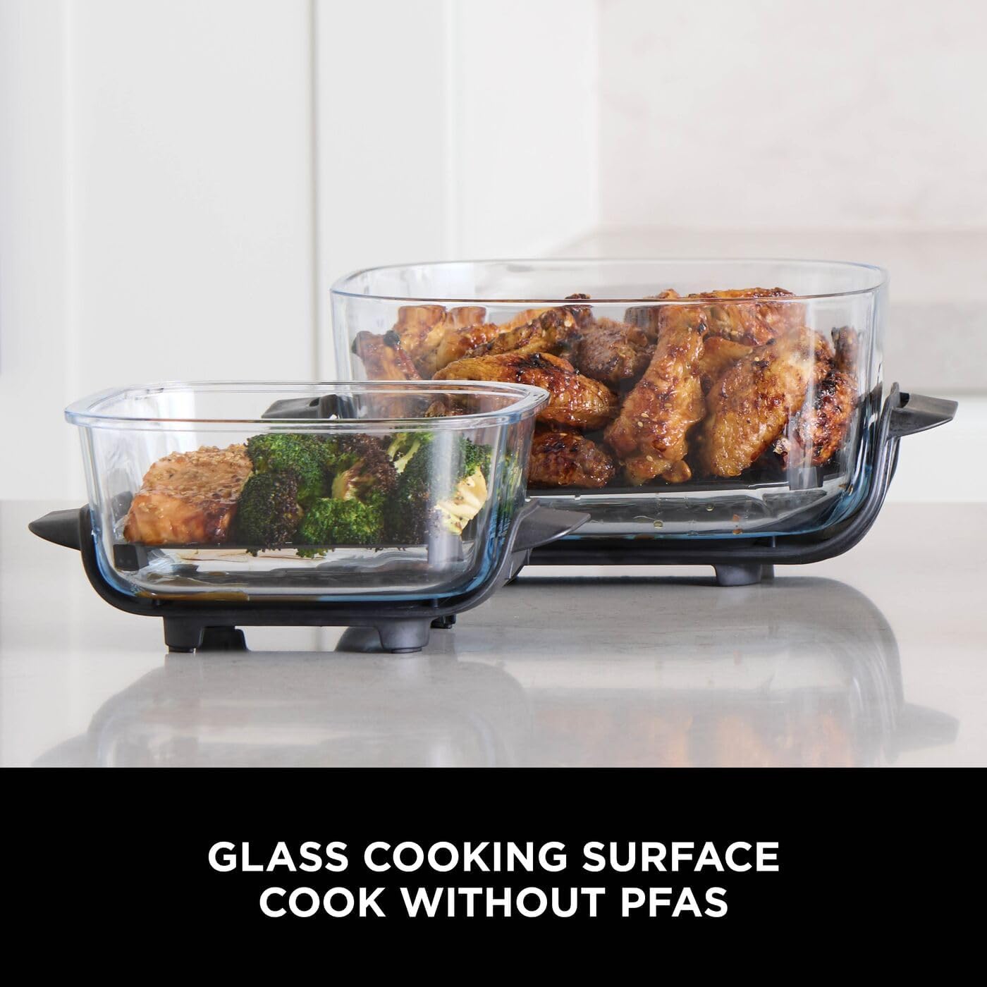 Ninja CRISPi Portable Air Fryer, 3.8L, 4-in-1: Air Fry, Roast, Keep Warm, Recrisp, Space Saving Compact Design, 2x Removable Glass Containers & Lids, 1700W, Sage FN101UKSG