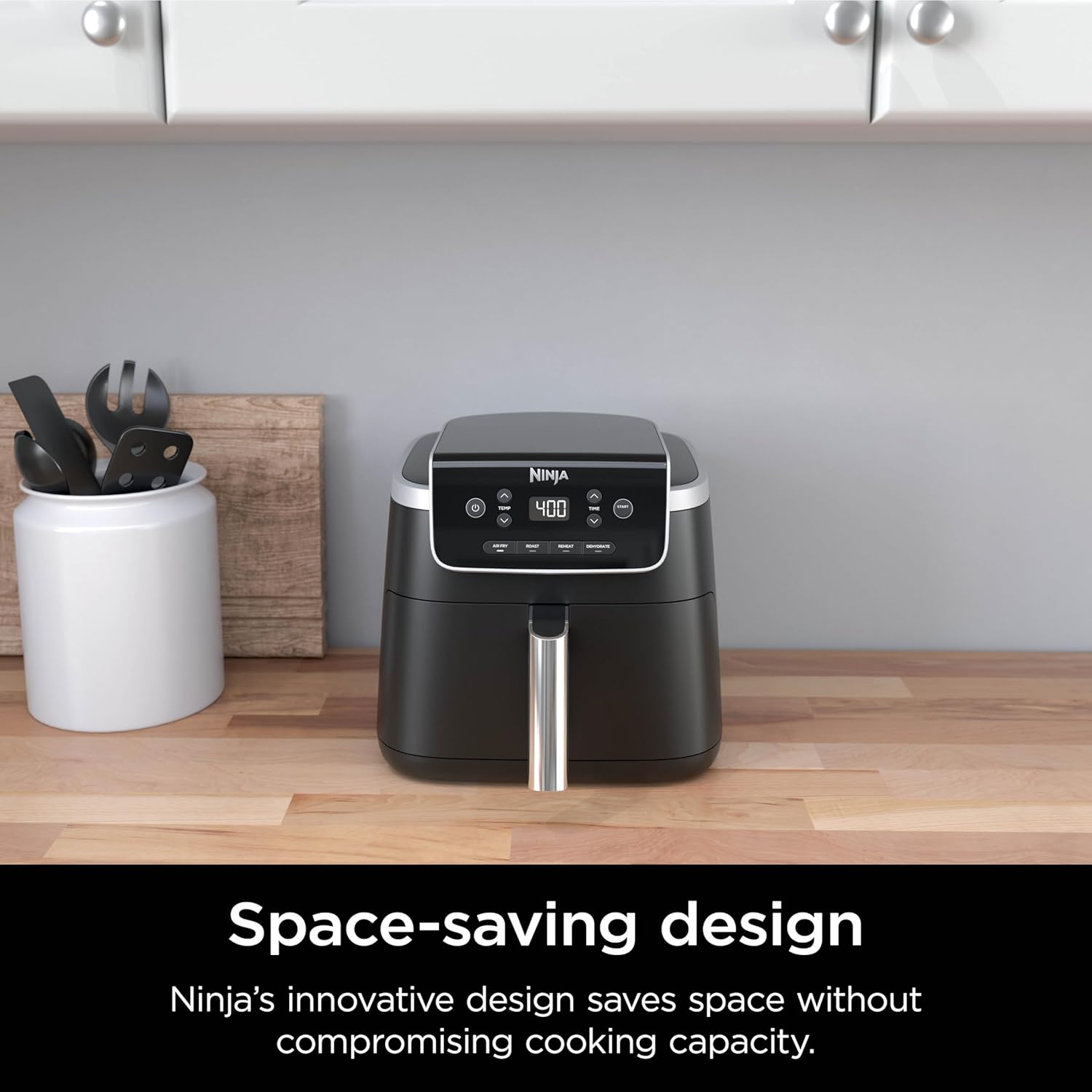 Ninja AF141 Air Fryer Pro 4-in-1 with 5 QT Capacity, Air Fry, Roast, Reheat, Dehydrate, Air Crisp Technology with 400F for hot, crispy results in just minutes, Nonstick Basket & Crisper Plate, Grey