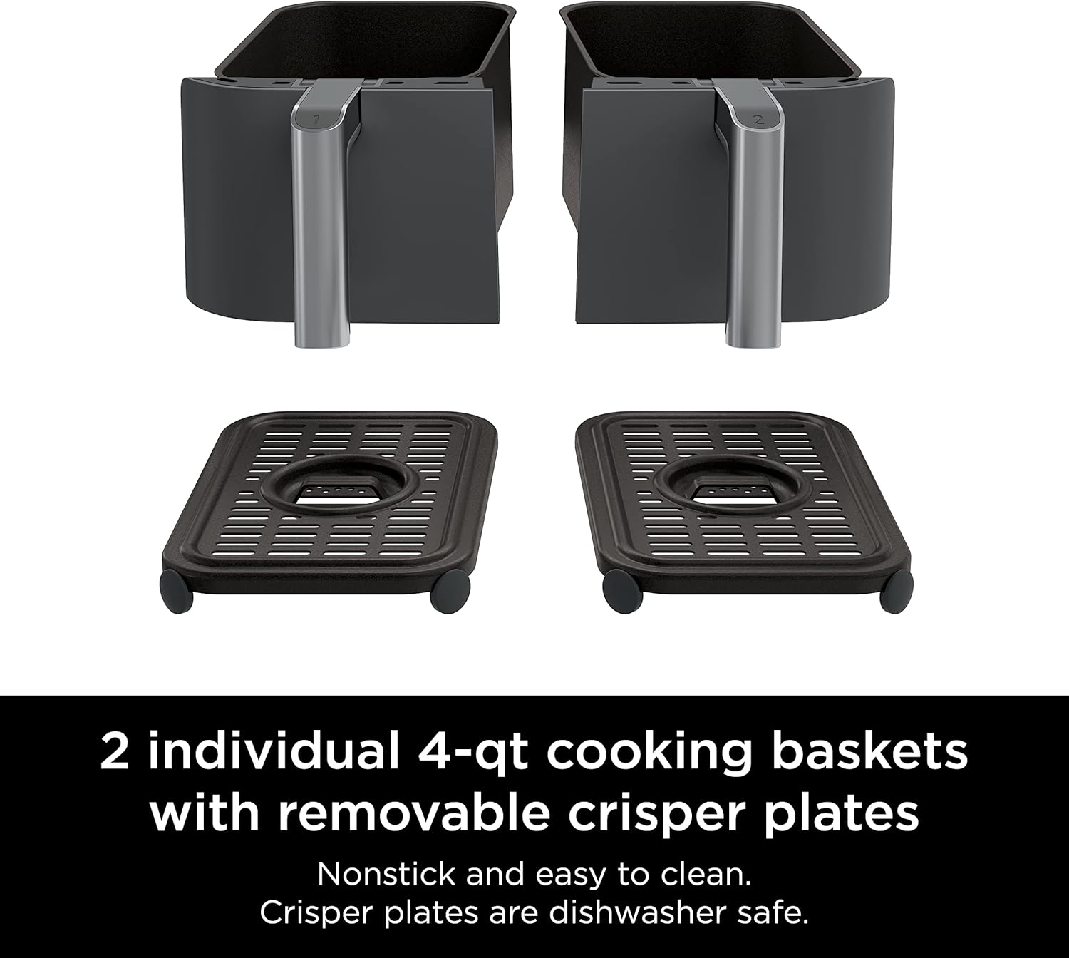 Ninja DZ201 Foodi 6-in-1 2-Basket Air Fryer with DualZone Technology, 8-Quart Capacity, and a Dark Grey Stainless Finish