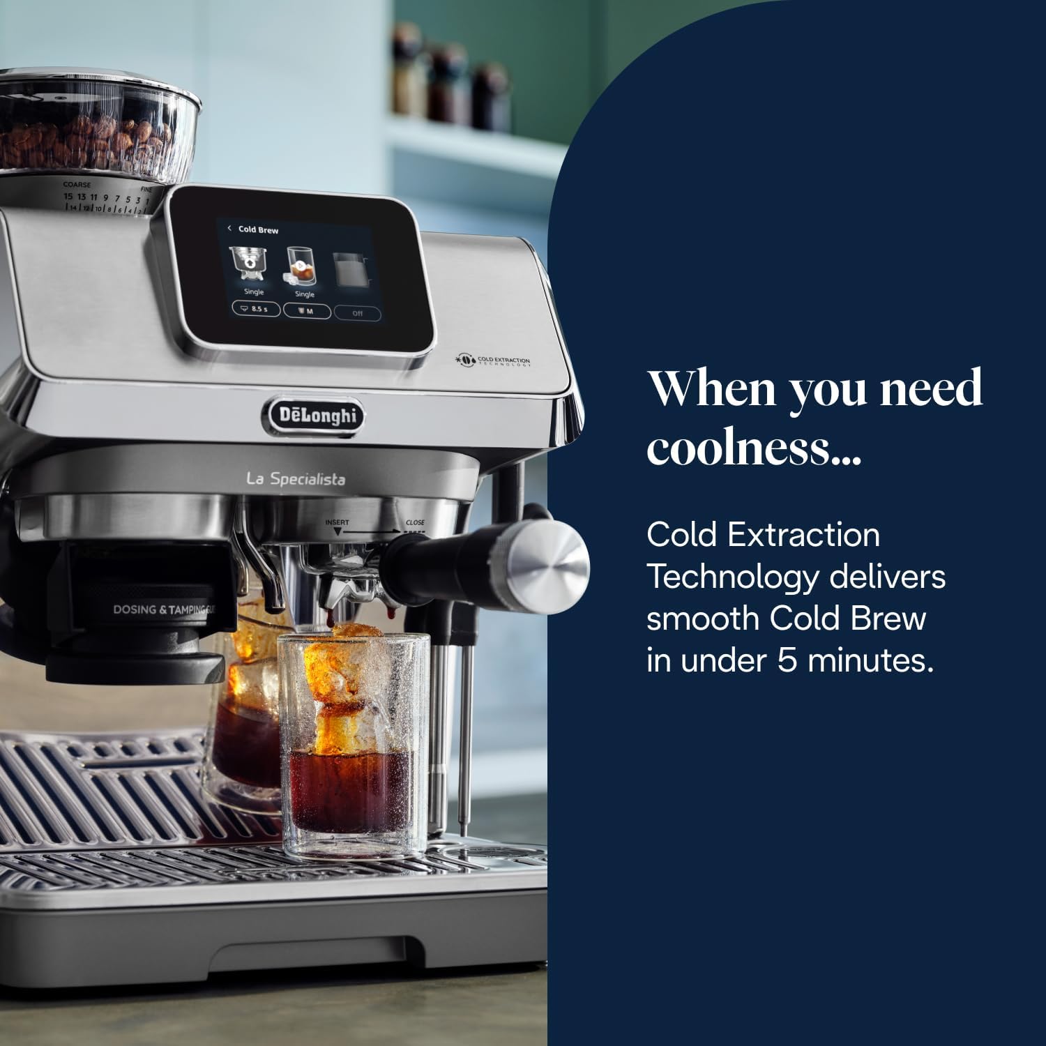 De'Longhi La Specialista Touch EC9455.M, Espresso Coffee Machine with Coffee Grinder, Cold Brew Function, Automatic or Manual Milk Frothing, Intuitive Touch Control, Includes Welcome Set, Metal