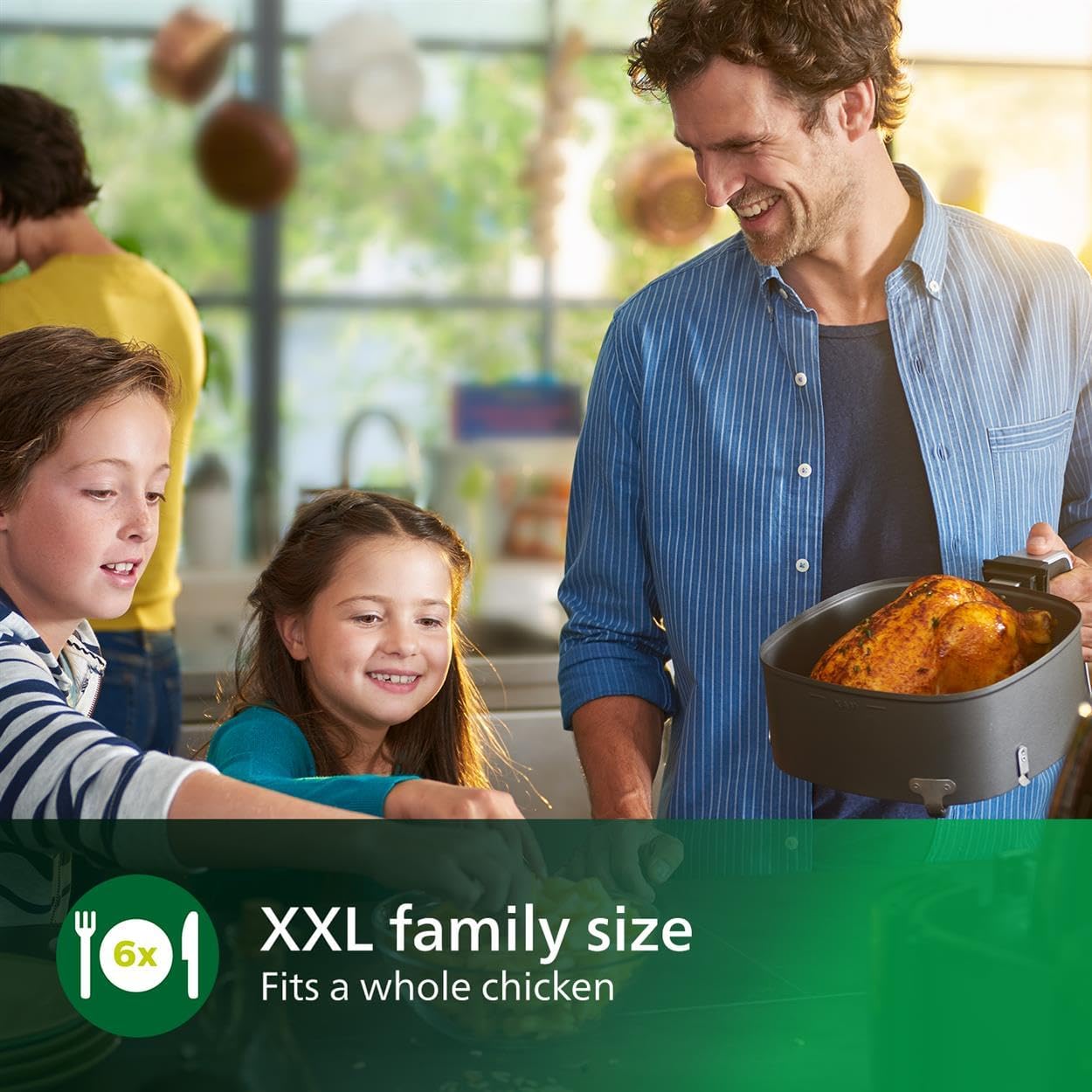 Philips Viva Collection Airfryer XXL with Fat Removal Technology, 2225W, Extra Large Size For Entire Family - HD9650/99, 1.4 KG Capacity, 2225 Watt, Black