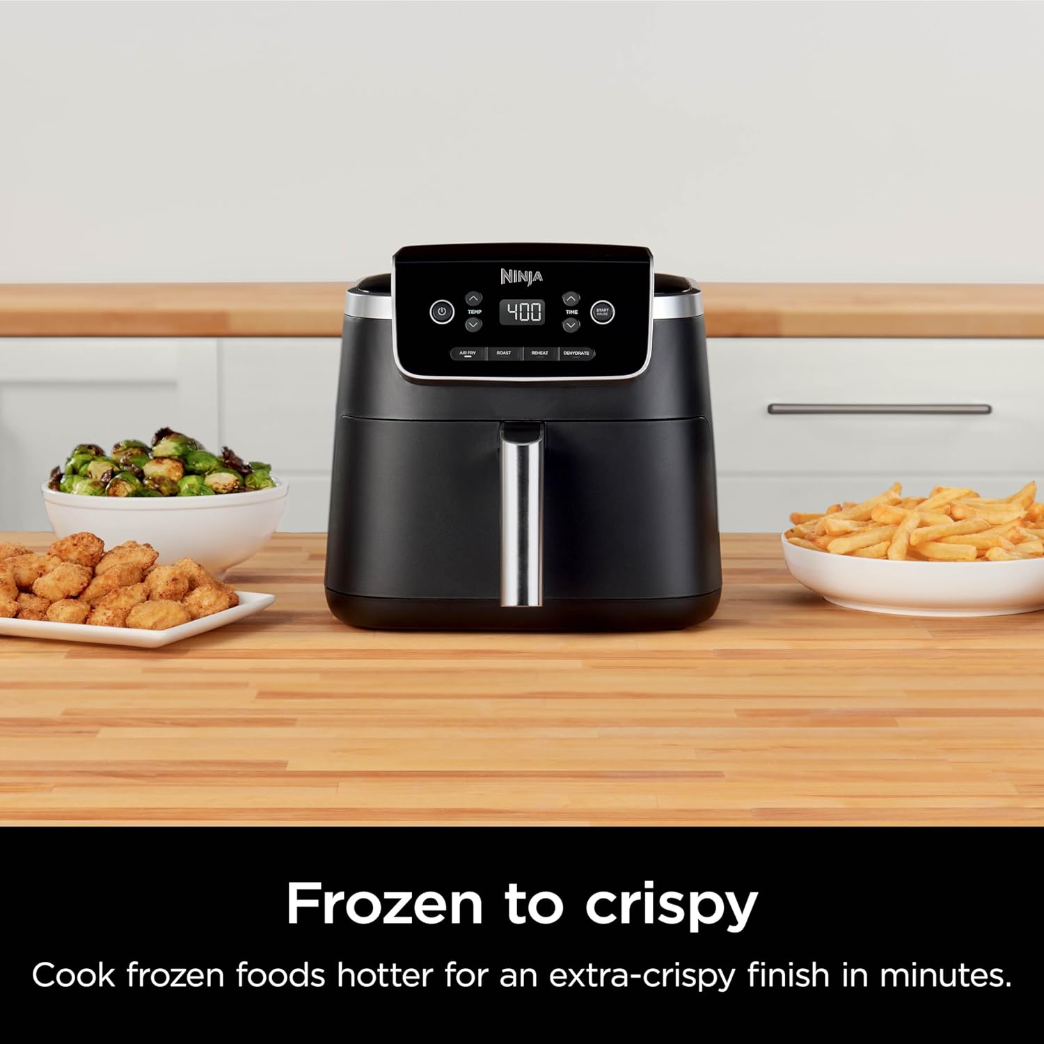 Ninja AF141 Air Fryer Pro 4-in-1 with 5 QT Capacity, Air Fry, Roast, Reheat, Dehydrate, Air Crisp Technology with 400F for hot, crispy results in just minutes, Nonstick Basket & Crisper Plate, Grey
