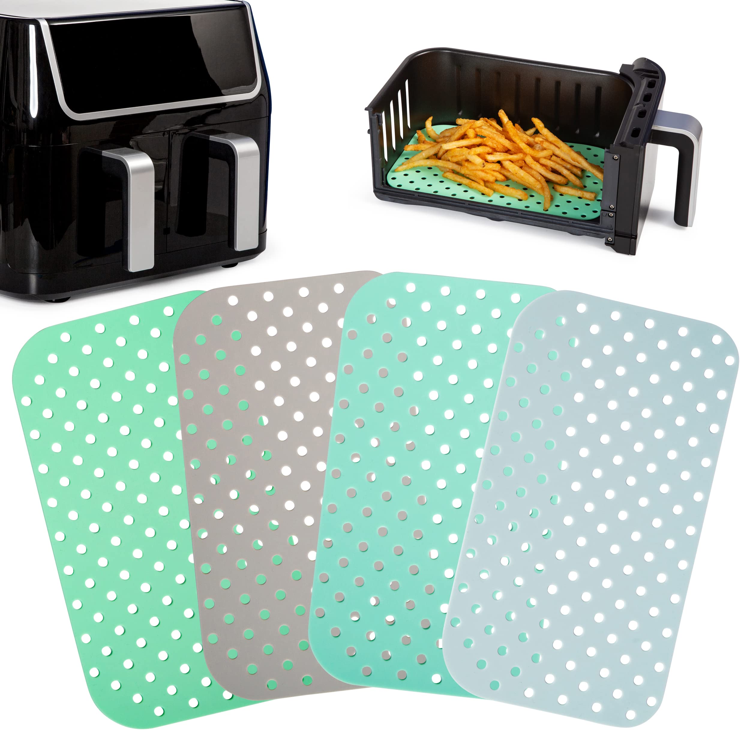 7.5 in round - Reusable Air Fryer Silicone Liners - Pack of 3 Round & Flexible Air Fryer Liner Mats for Ninja AF101 4QT, Non Stick Non Slip & Waterproof Silicone Fryer Tray for Oven