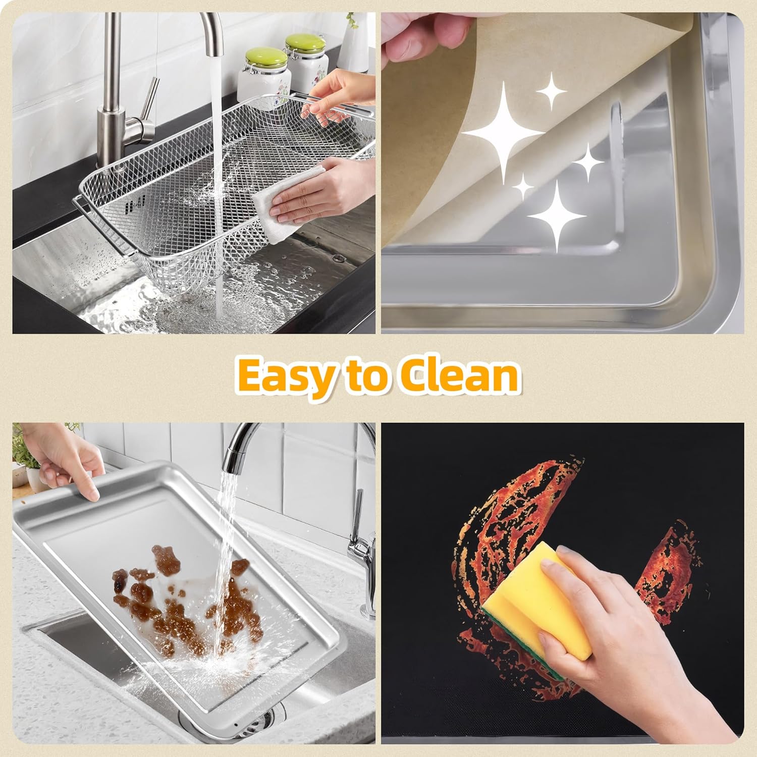 Air Fryer Accessories for Emeril Lagasse 26 Qt Extra Large, Emeril Lagasse Air Fryer Basket and Pans for Oven with 100Pcs Disposable Parchment Paper, 4Pcs Reusable Teflon Mat
