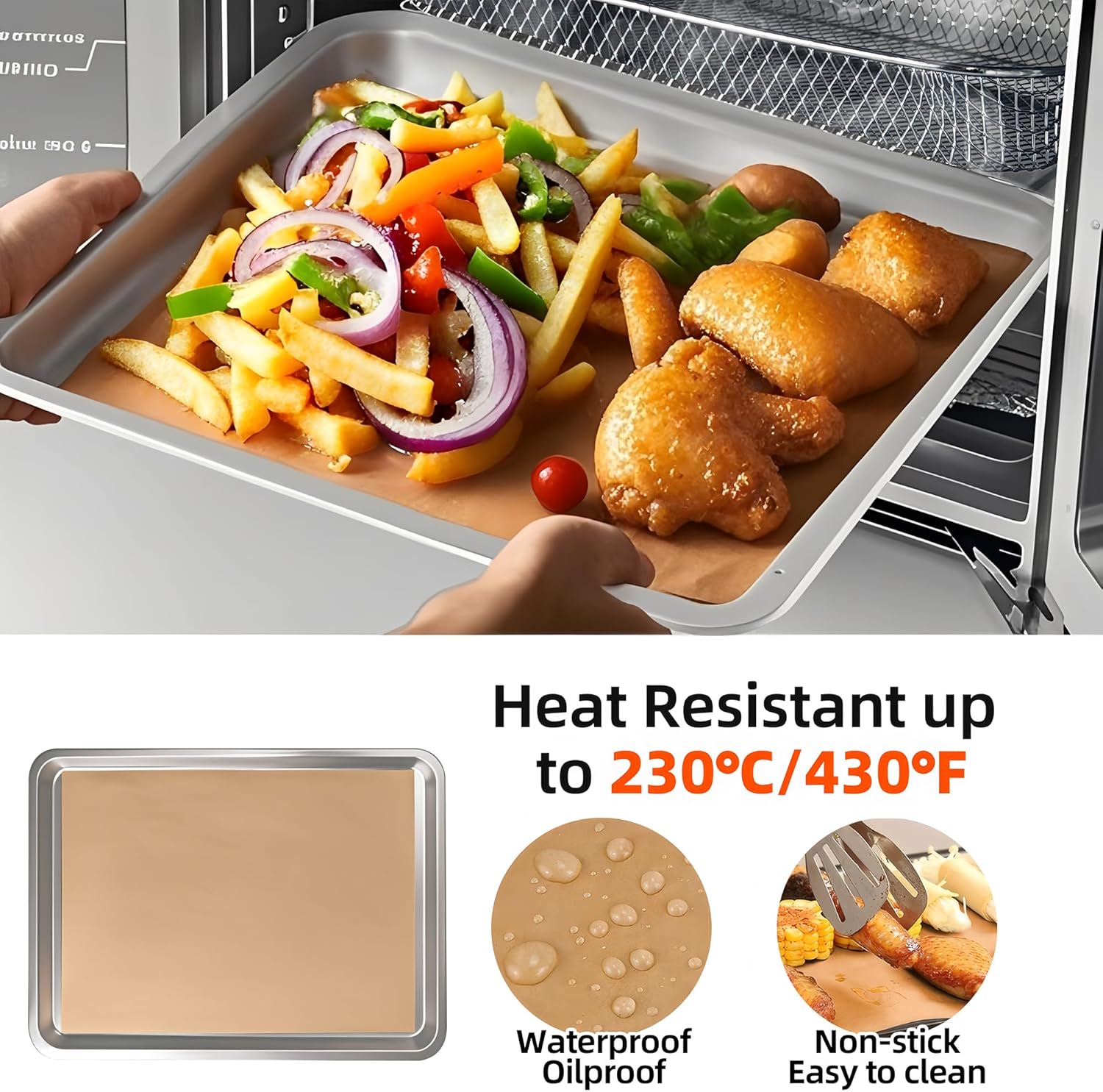 SIUDANGKA Emeril Lagasse 26 Qt Extra Large Air Fryer Accessories Baking Pans Set with Air Fryer Basket, Parchment Paper, Teflon Mats, Large Non-stick Metal Bakeware