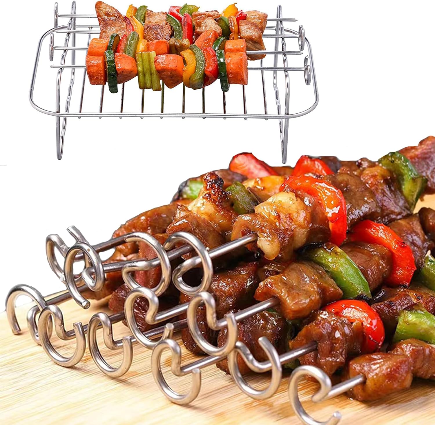 Air Fryer Rack for Ninja Dual 2 Basket Air Fryer 10 QT DZ401 & 8 QT DZ201, Racks for Dual Zone Air Fryer, Reusable Silicone Liner Sheets for Double Basket, 4pcs Kitchen Accessory Set
