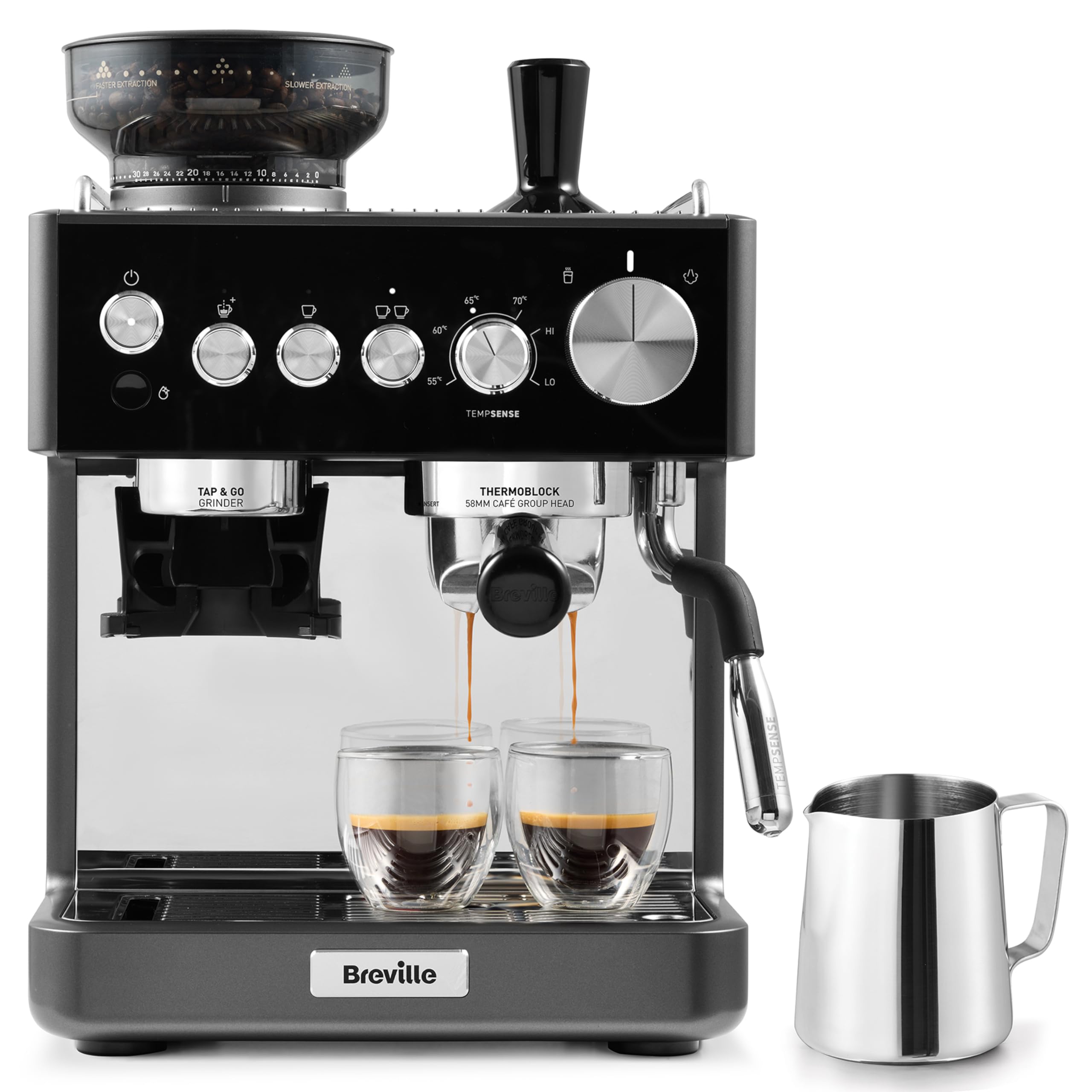 Breville Barista Signature Espresso Machine | Bean to Cup Coffee Maker with Integrated Coffee Grinder & Milk Frother | 15 Bar Italian Pump | Stainless Steel [VCF160]