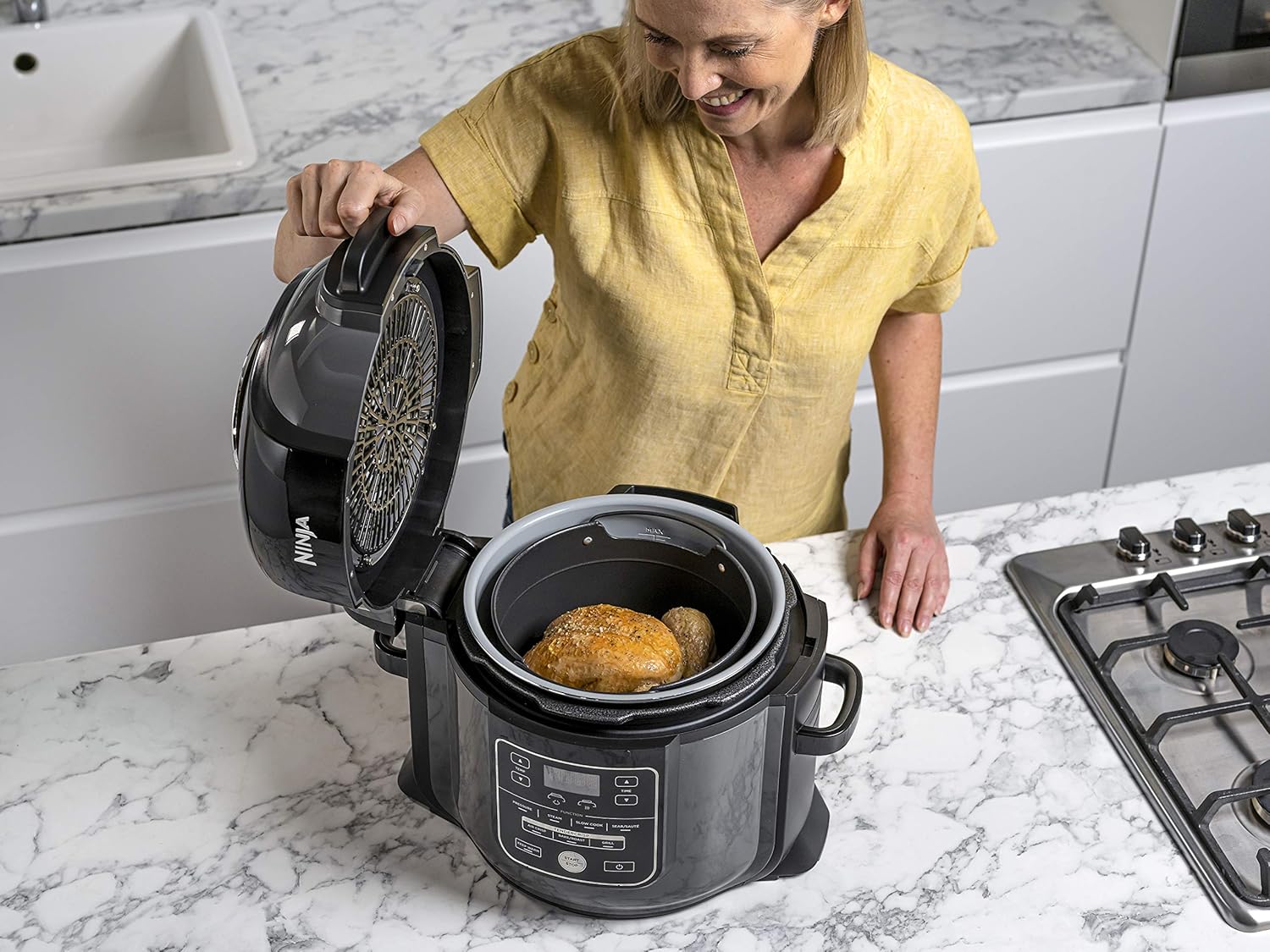Ninja Foodi MAX Multi-Cooker [OP450UK], 7-in-1, 7.5L, Electric Pressure Cooker and Air Fryer, Grey and Black