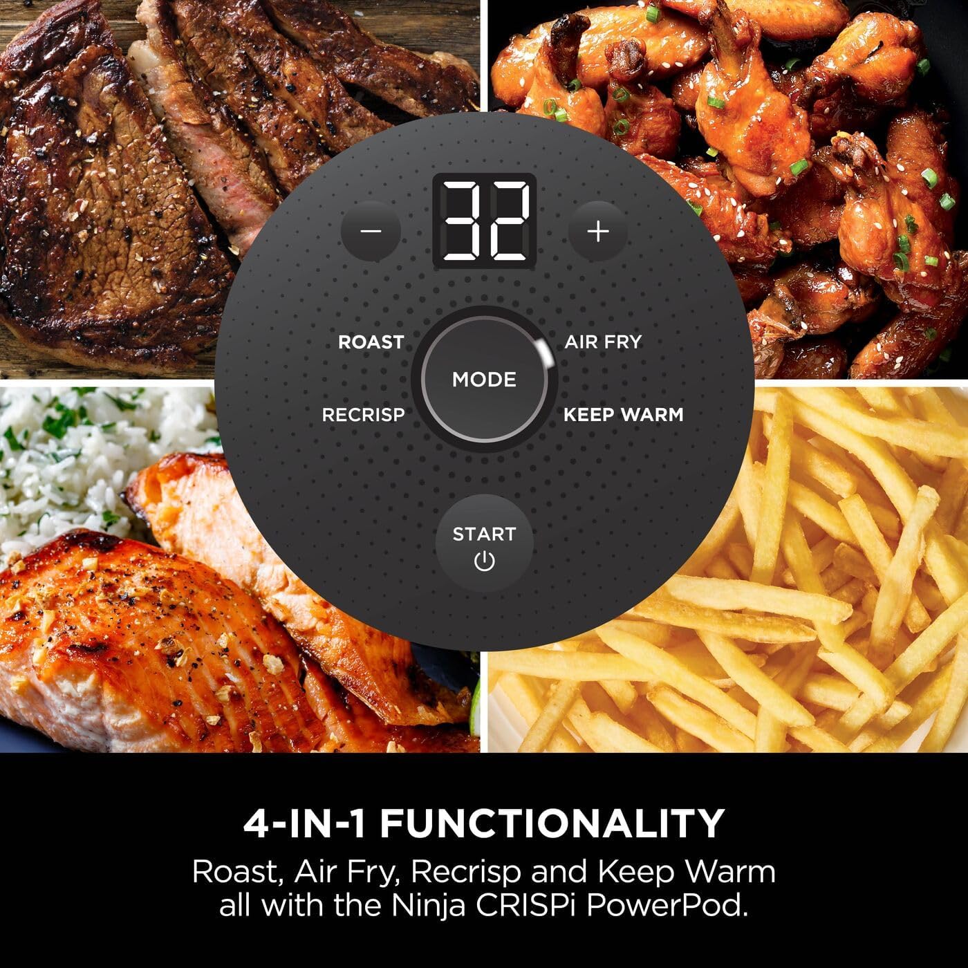 Ninja CRISPi Portable Air Fryer, 3.8L, 4-in-1: Air Fry, Roast, Keep Warm, Recrisp, Space Saving Compact Design, 2x Removable Glass Containers & Lids, 1700W, Sage FN101UKSG