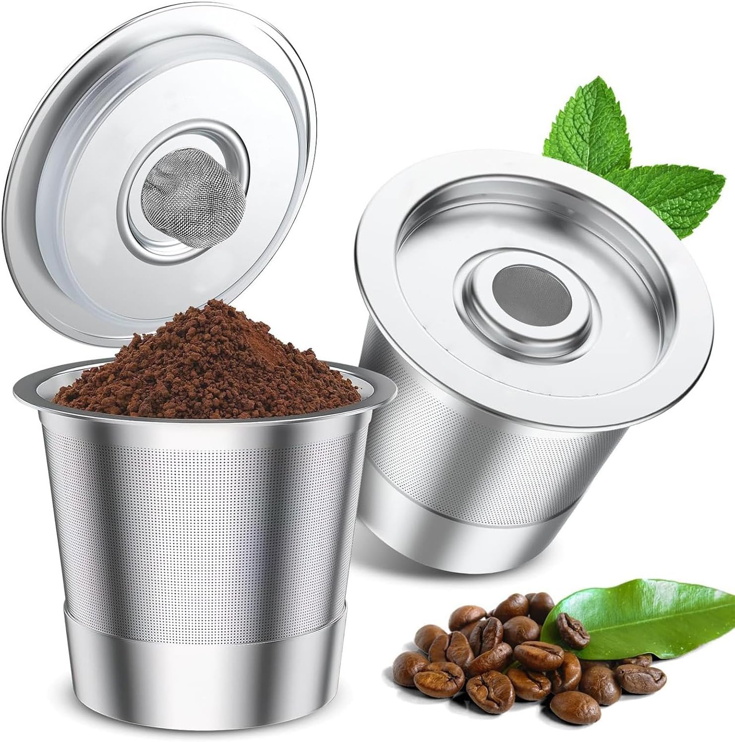 2 Pack Reusable Coffee Pods for Keurig, Universal Stainless Steel Refillable Reusable K Cup Coffee Filters Compatible with Keurig 1.0 Coffee Machines, Eco-Friendly, BPA-Free